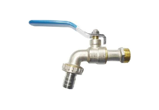 Chrome plated brass hose union ball type bibtap, Blue lever